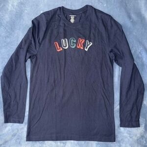 Lucky Brand black long sleeve shirt with multicoloured logo. Men‎ Size M